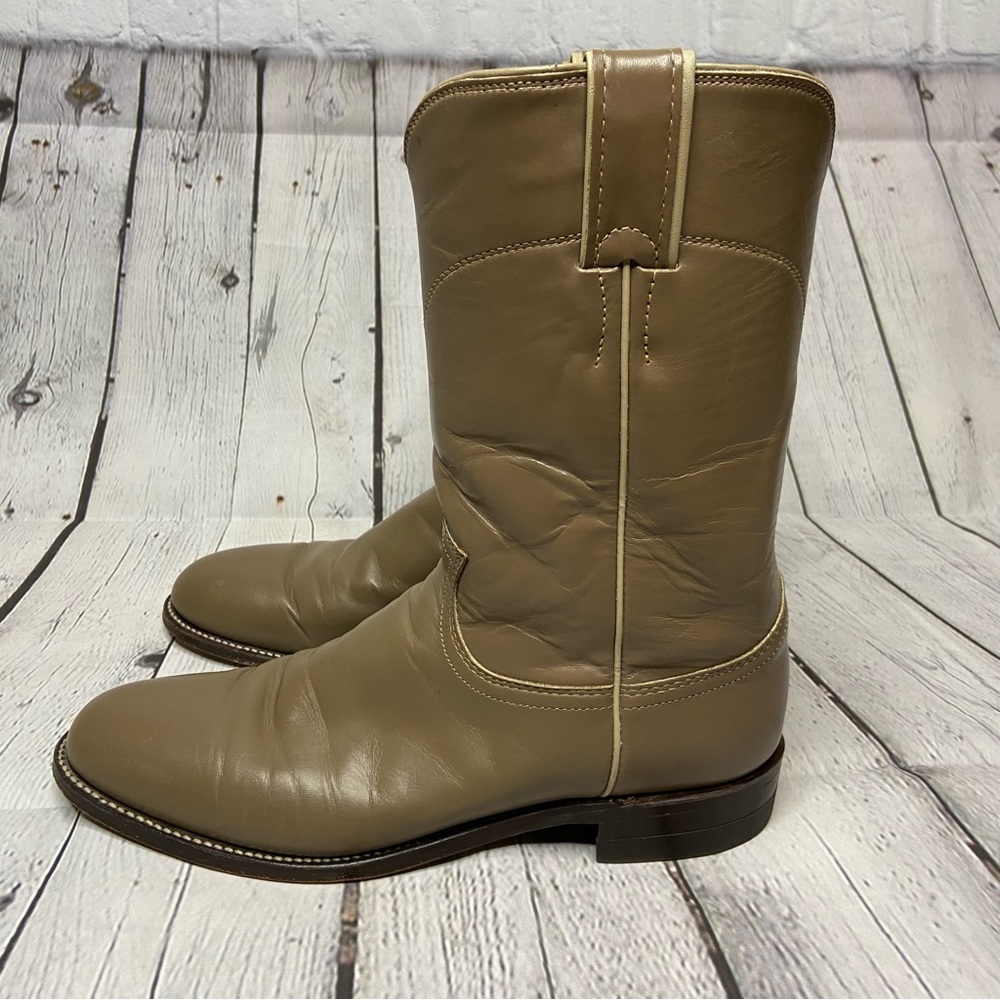 Vintage Justin Roper Pull On Boots Tan Leather Women’s Size 9B
